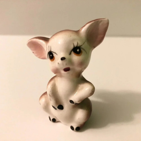 Vintage Tiny Deer Fawn Ceramic Figurine Japan 2.25  Inch Tall Collectible Figure - Picture 6 of 11